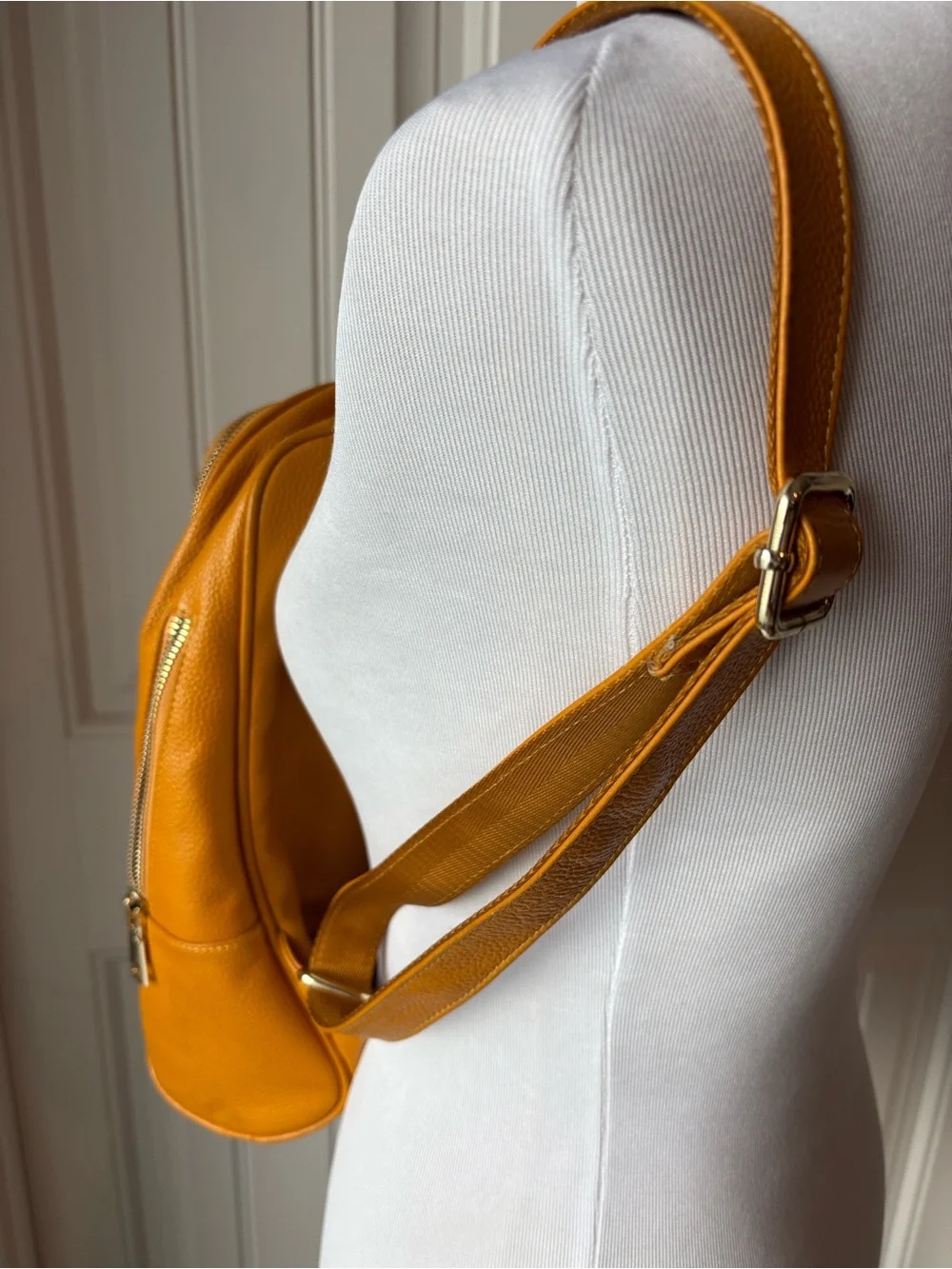 Leather Mustard Yellow Backpack